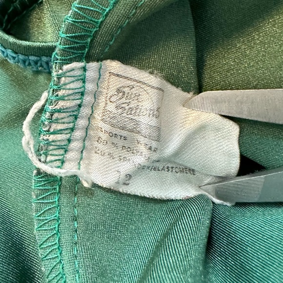 Vintage | Sun Sations | Green Rose Print One Piece Swim Suit Size 12 - Picture 7 of 11